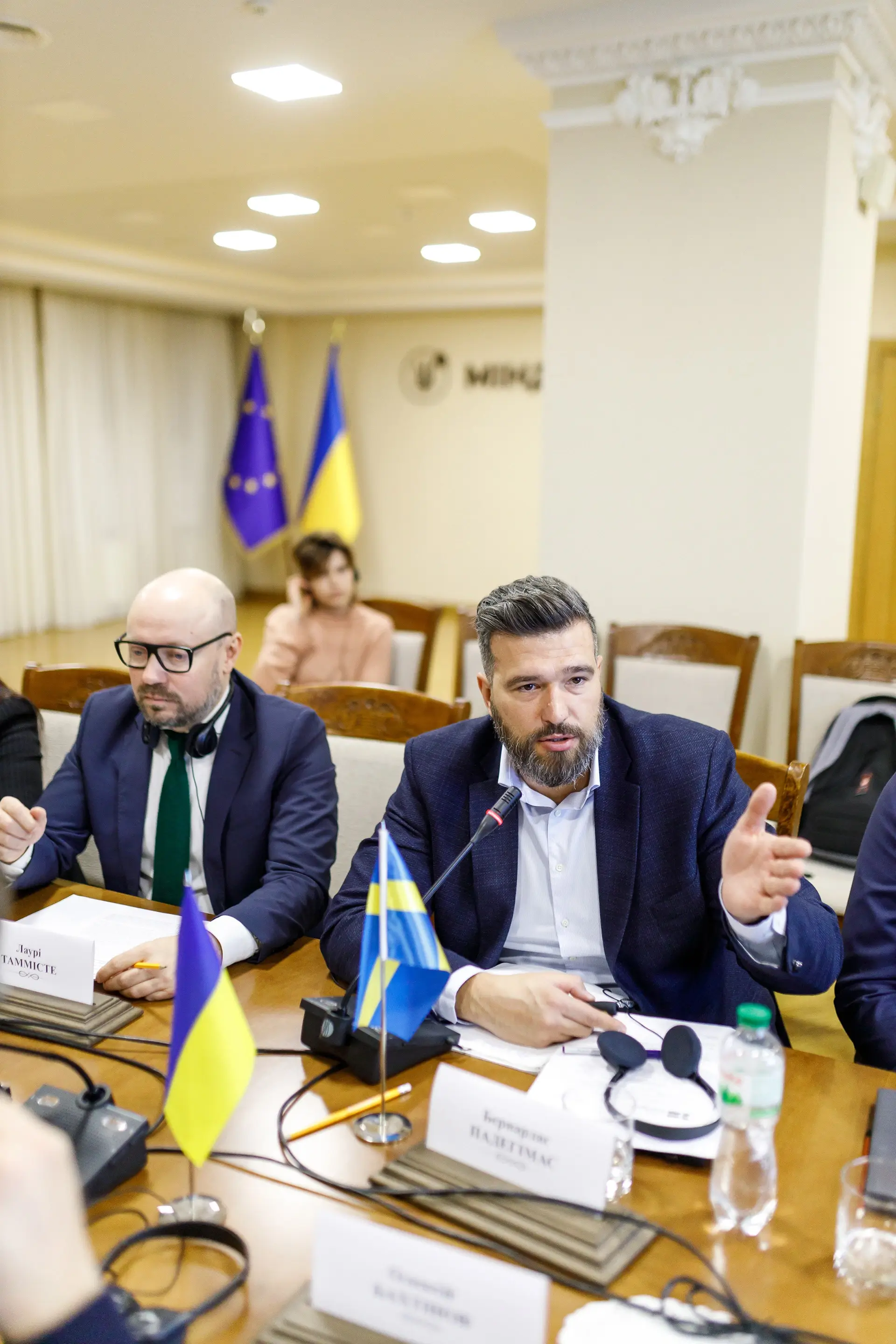 Bernardas Padegimas, the Team Lead of the Green Agenda Project, speaks at the launch of the Green Agenda Initiative in Kyiv, Ukraine (Photograph by Valentin Gonchar)